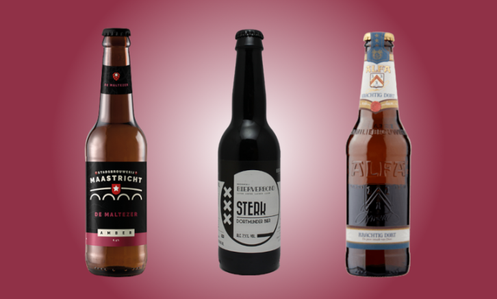 Dortmunder bier Drie dortmunder bier flessen